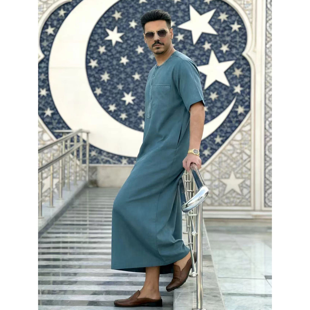 Importé - Boubou Homme Brodé Emirats Manche Courte