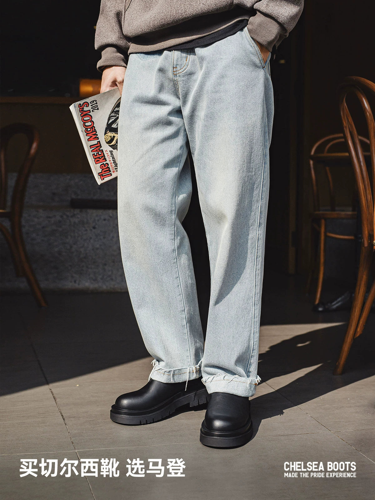 Importé - Chaussure Homme Bottes Chelsea Cuir Rétro