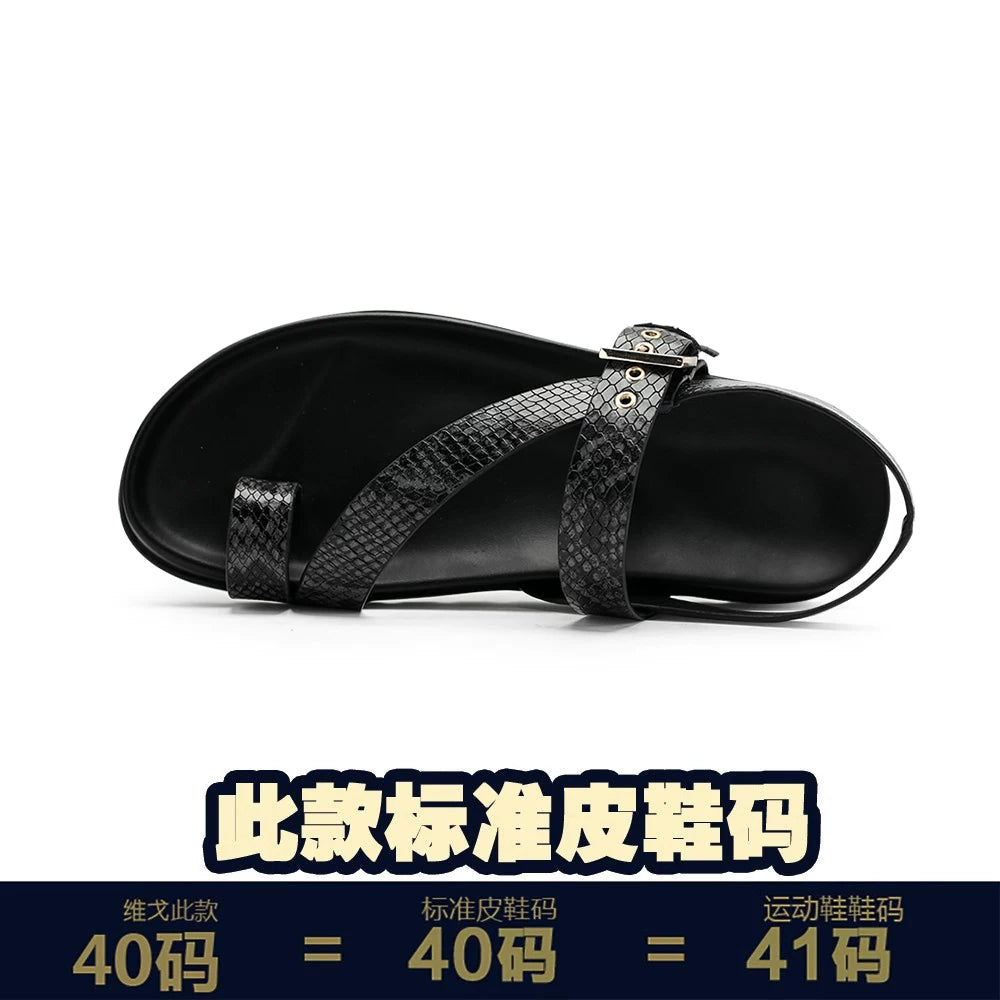 Importé - Chaussure Sandales A Lanières En Cuir Tendance