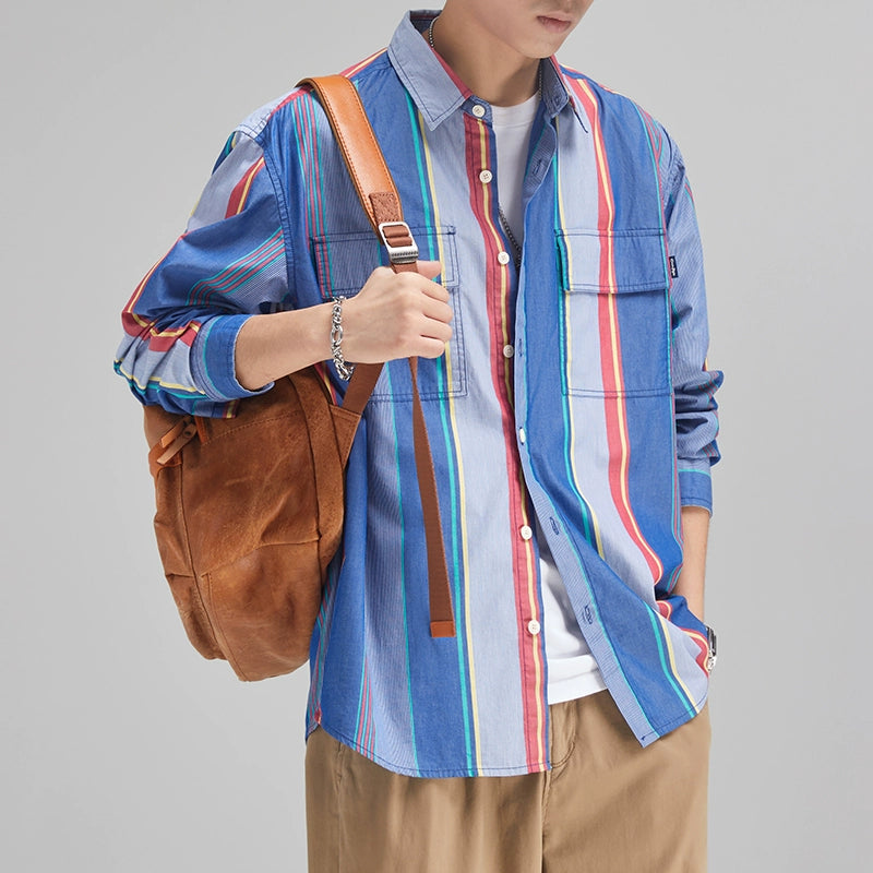 Importé - Chemise Ample Homme Tendance Manches Longues