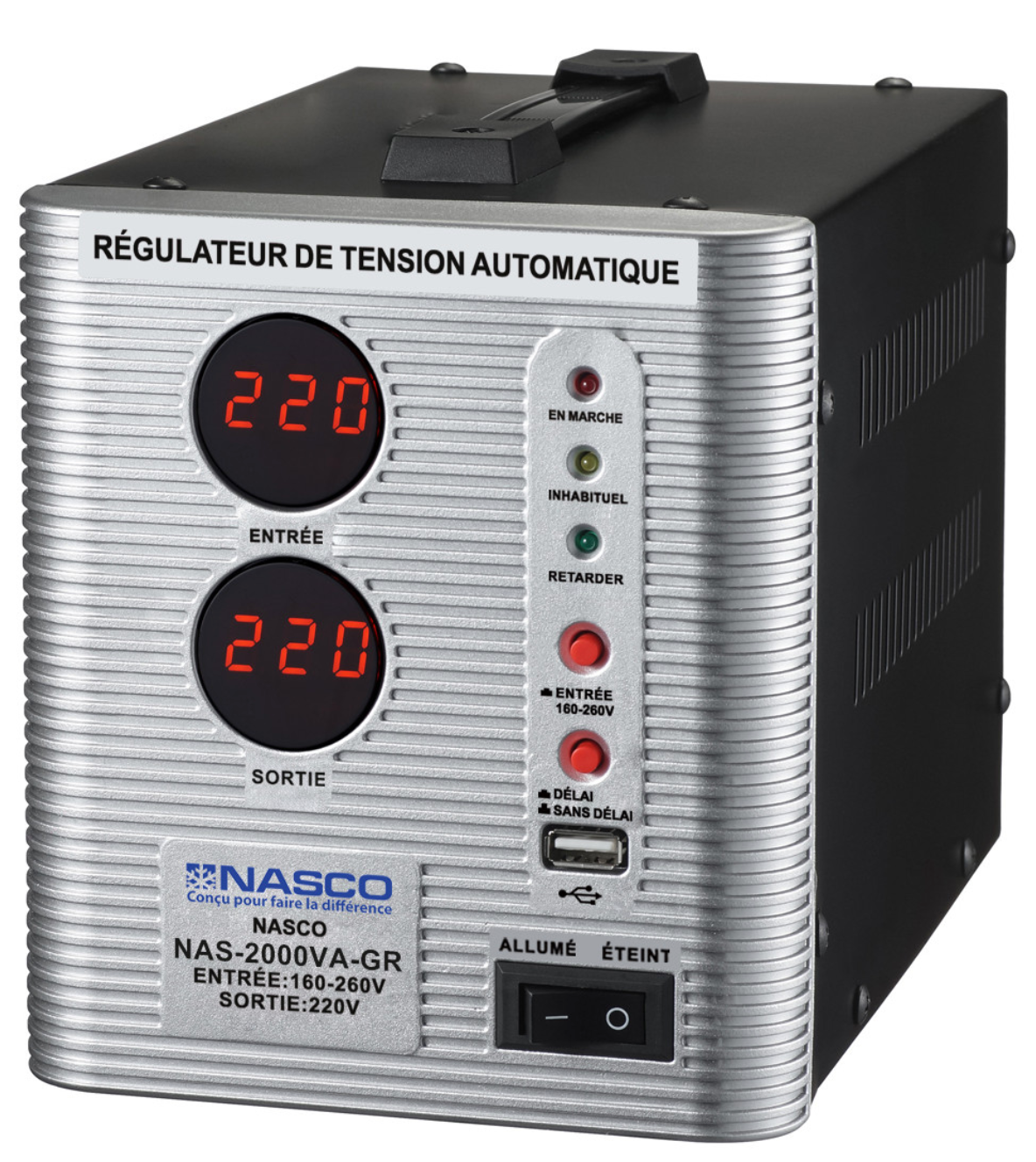 STABILISATEUR NASCO AUTO. - 5000VA - COMPTEUR DIGITAL - NAS-5000VA-NR/ - NAS-5000VA-GR