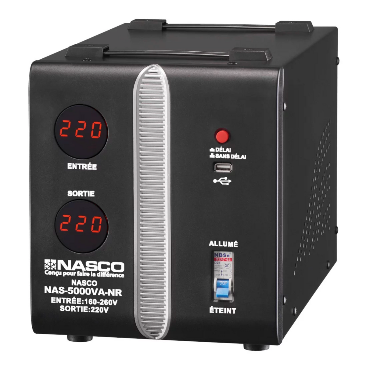 STABILISATEUR NASCO AUTO. - 5000VA - COMPTEUR DIGITAL - NAS-5000VA-NR/ - NAS-5000VA-GR