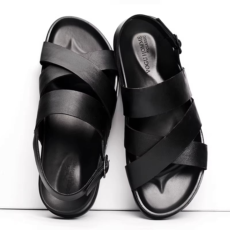 Importé - Chaussure Hommes Sandales A Lanières En Cuir