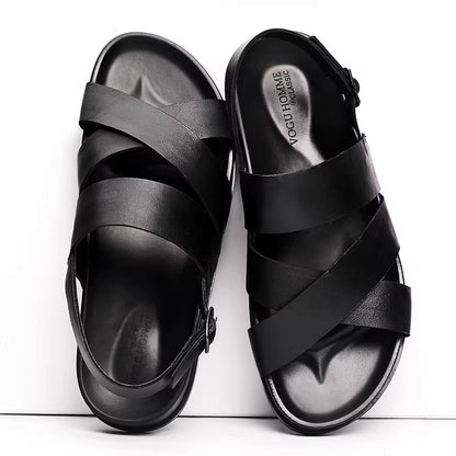 Importé - Chaussure Hommes Sandales A Lanières En Cuir