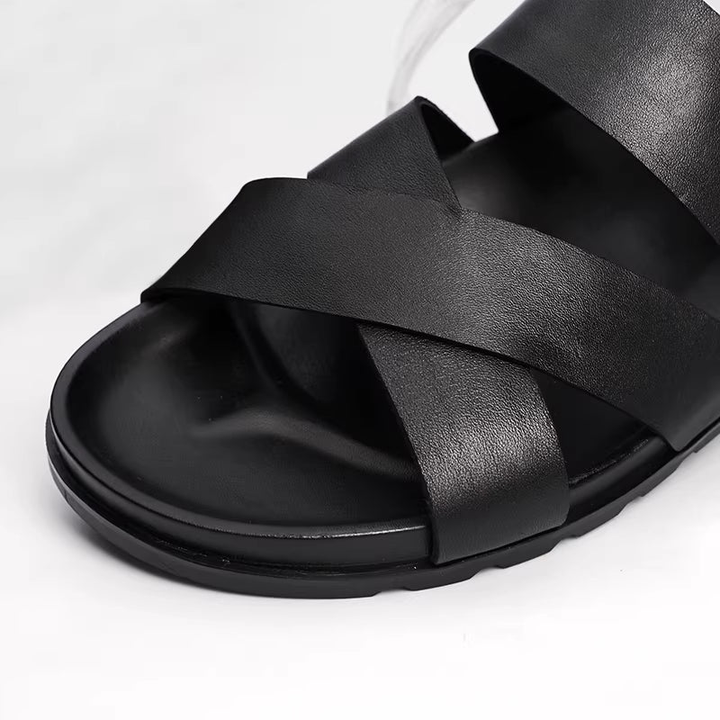 Importé - Chaussure Hommes Sandales A Lanières En Cuir