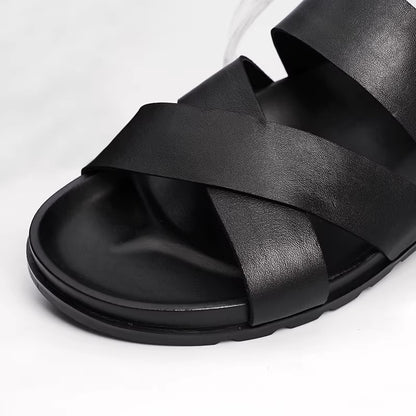Importé - Chaussure Hommes Sandales A Lanières En Cuir