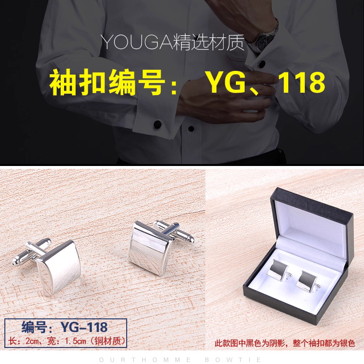 Importé - Boutons de Manchettes Homme - En Argent Brillant