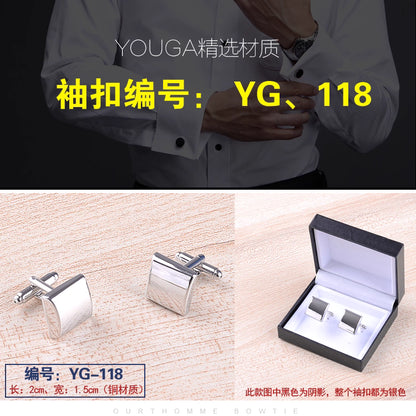 Importé - Boutons de Manchettes Homme - En Argent Brillant
