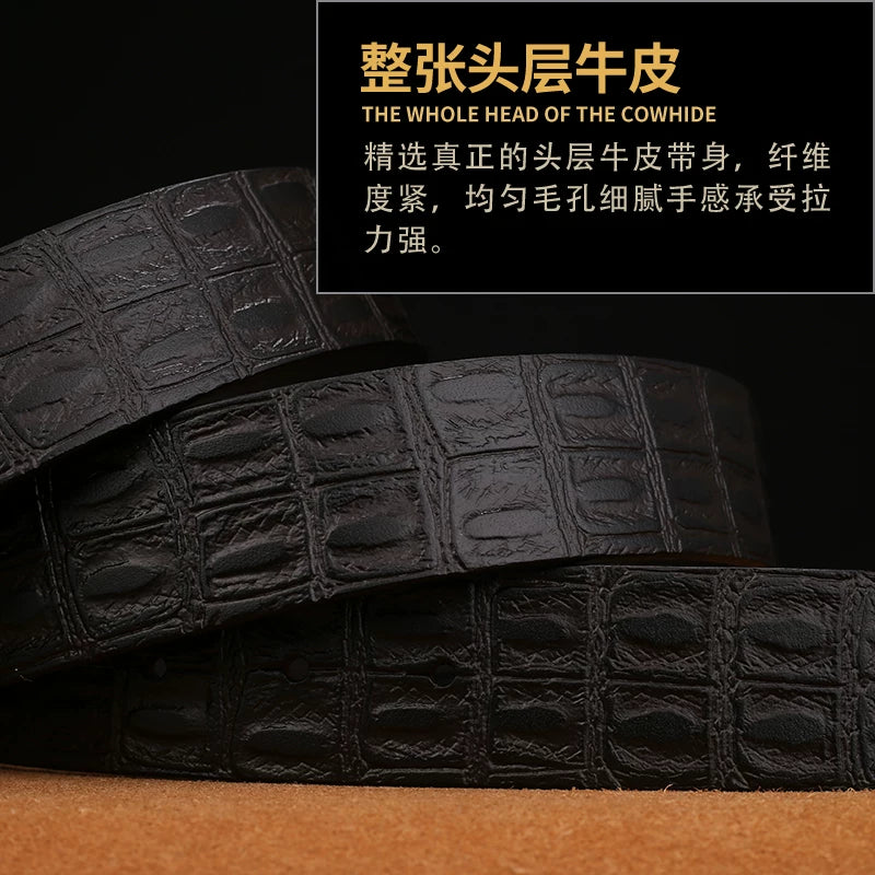 Importé - Ceinture Homme En Cuir Motif Crocodile