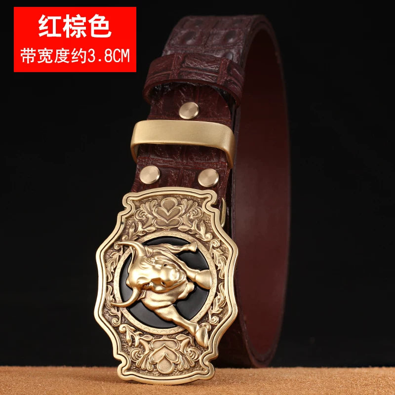 Importé - Ceinture Homme En Cuir Motif Crocodile