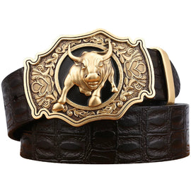 Importé - Ceinture Homme En Cuir Motif Crocodile