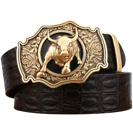 Importé - Ceinture Homme En Cuir Motif Crocodile
