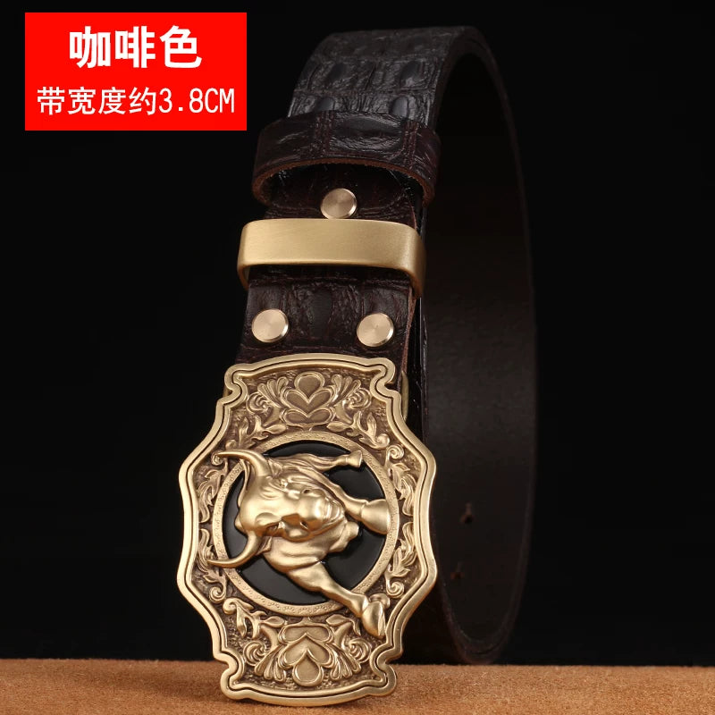 Importé - Ceinture Homme En Cuir Motif Crocodile