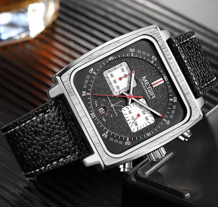 MEGIR Montre Homme Chronographe Dateur à Quartz Bracelet Cuir