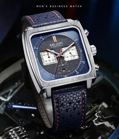 MEGIR Montre Homme Chronographe Dateur à Quartz Bracelet Cuir