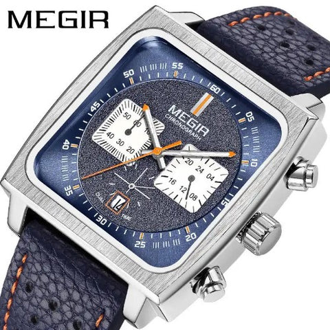 MEGIR Montre Homme Chronographe Dateur à Quartz Bracelet Cuir