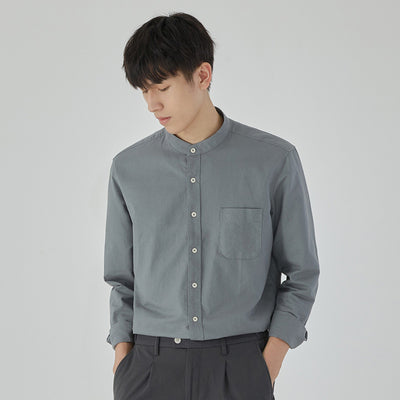 Importé - Chemise Premium Pur Coton Homme Col Mao Décontractée