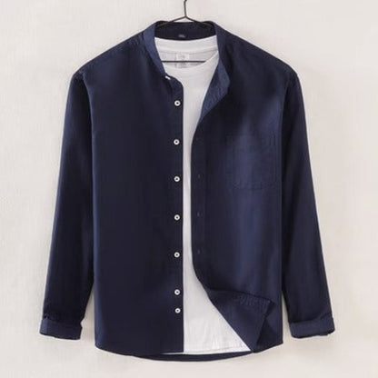 Importé - Chemise Premium Pur Coton Homme Col Mao Décontractée