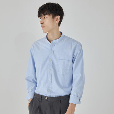 Importé - Chemise Premium Pur Coton Homme Col Mao Décontractée