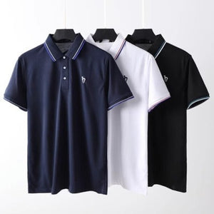 Importé -  T-Shirt Polo Brodé en Coton Homme Manche Courte