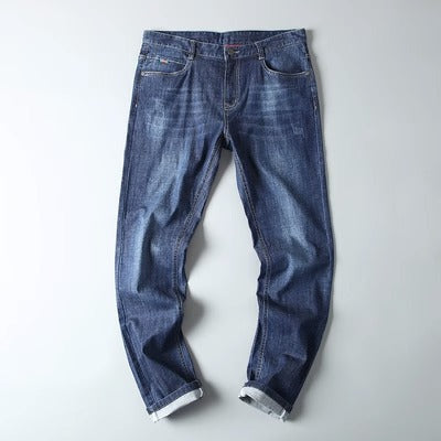 Importé - Pantalon Jeans Homme Silm Décontracté Mi-Elastiques - Bleu