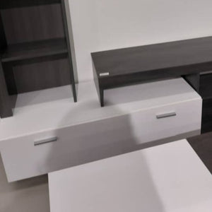 MEUBLE TV AVEC RANGEMENTS OPAQUE BLANC