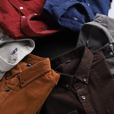 Importé - Chemise Homme Velours Décontractée Rétro à Manches Longues