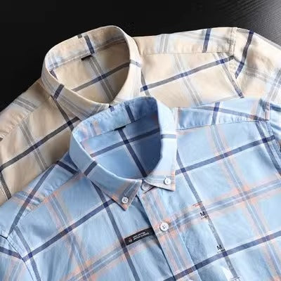 Importé - Chemise Coton Homme A Carreaux Manches Longues