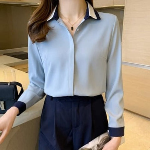 Importé - Chemisier Femme Rétro Manches Longues