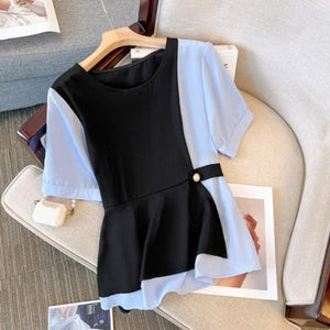 Importé - Chemisier Femme  A Manches Courtes En Mousseline De Soie