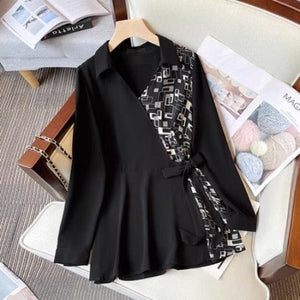 Importé - Chemisier Femme Silm Haut De Gamme Avec Noeud A Manches Longues