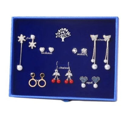 Importé - Coffret 7 Boucles d'oreilles Femmes couleur Argent