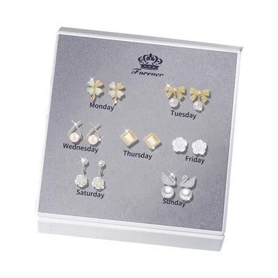 Importé - Coffret 7 Boucles d'oreilles Femmes En Fleur
