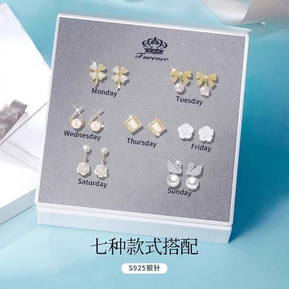 Importé - Coffret 7 Boucles d'oreilles Femmes En Fleur