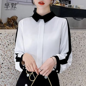 Importé - Chemisier Femme Slim Tendance A Manches Longues En Mousseline De Soie