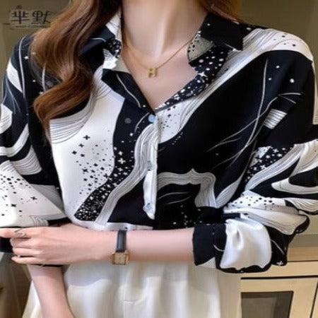Importé -  Chemise Femmes Elégante A Manches Longues En Mousseline De Soie