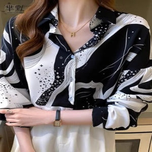 Importé -  Chemise Femmes Elégante A Manches Longues En Mousseline De Soie