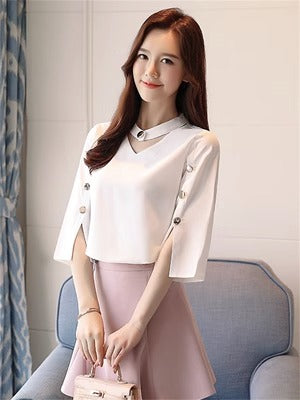 Importé - Chemise Femmes Tendance Col V A  Manches Courtes