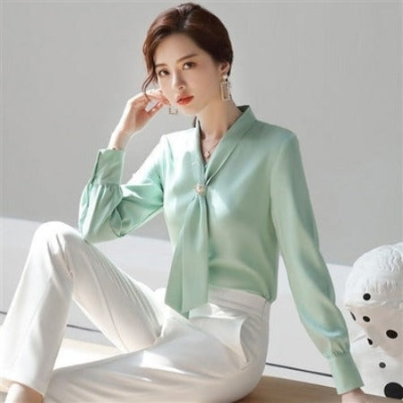 Importé - Chemise Femmes Tendance Manches Longues En Mousseline De Soie