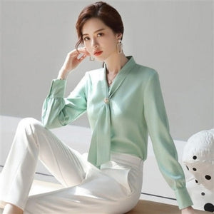 Importé - Chemise Femmes Tendance Manches Longues En Mousseline De Soie