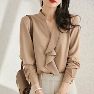 Importé - Chemiser Femmes Col En V Manches Longues