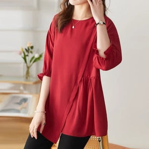 Importé - Chemiser Mi-Long Femmes Col Rond Manches Longues