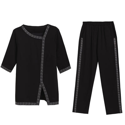 Importé - Ensemble Tailleur Femme Ample  Deux Pièces Tendance En Soie