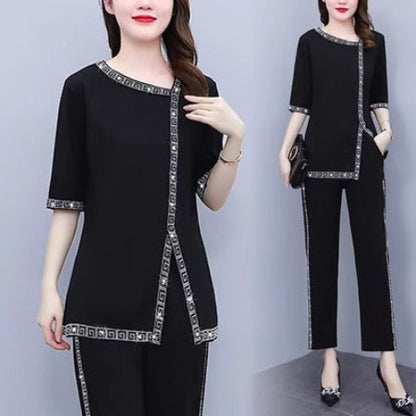 Importé - Ensemble Tailleur Femme Ample  Deux Pièces Tendance En Soie