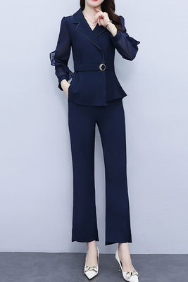 Tailleur Femme 2 Pièces Blazer Et Pantalon Slim Fit - Ensemble Chic Élégant Pour Bureau Et Mariage