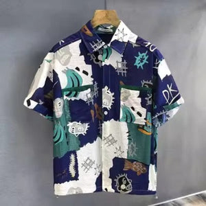 Importé - Chemise Homme Style Hawaï  Manches Courtes En en Soie Glacée