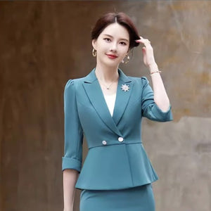 Importé - Ensemble Tailleur Femme Coupe Slim Deux Pièces Manches Courtes