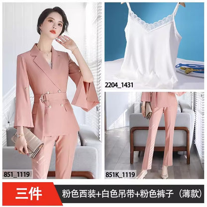 Importé - Ensemble Costume Femme Style De Déesse A Col Tailleur 3 Pièces