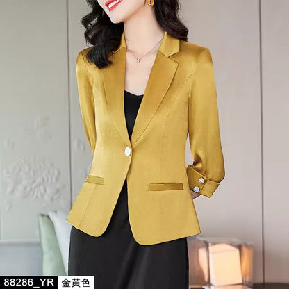 Importé - Ensemble Blazer Femme Col Tailleur Deux Pièces En Soie