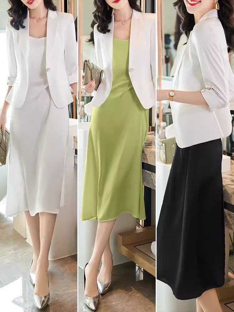 Importé - Ensemble Blazer Femme Col Tailleur Deux Pièces En Soie